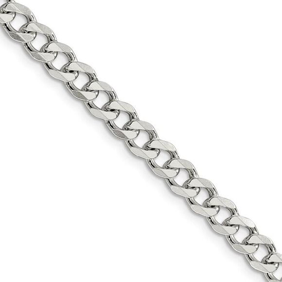 5.5mm Sterling Silver Solid Curb Chain Necklace 22 Inch